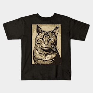 Cute Cat Face Vintage Kids T-Shirt